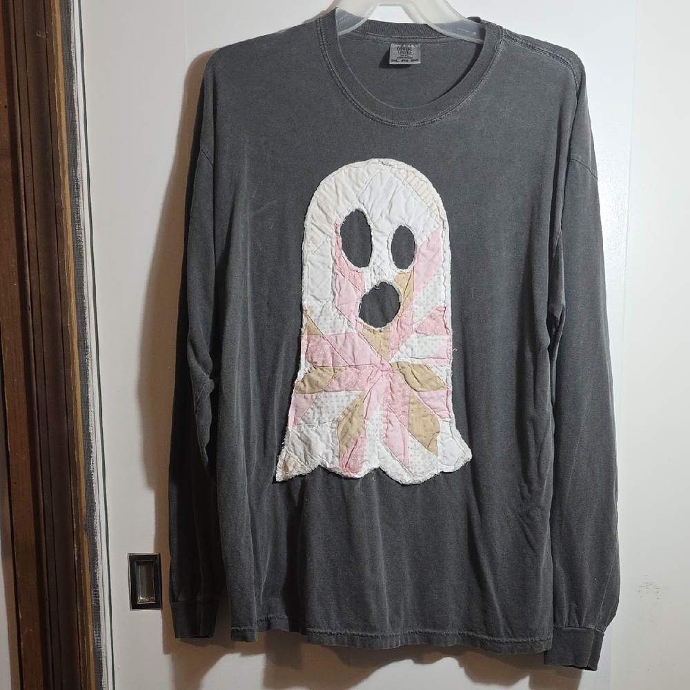 Gray Quilted Ghost Long Sleeve Shirt